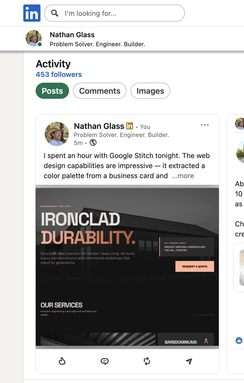 A post that went live on LinkedIn — published by agents, not me
